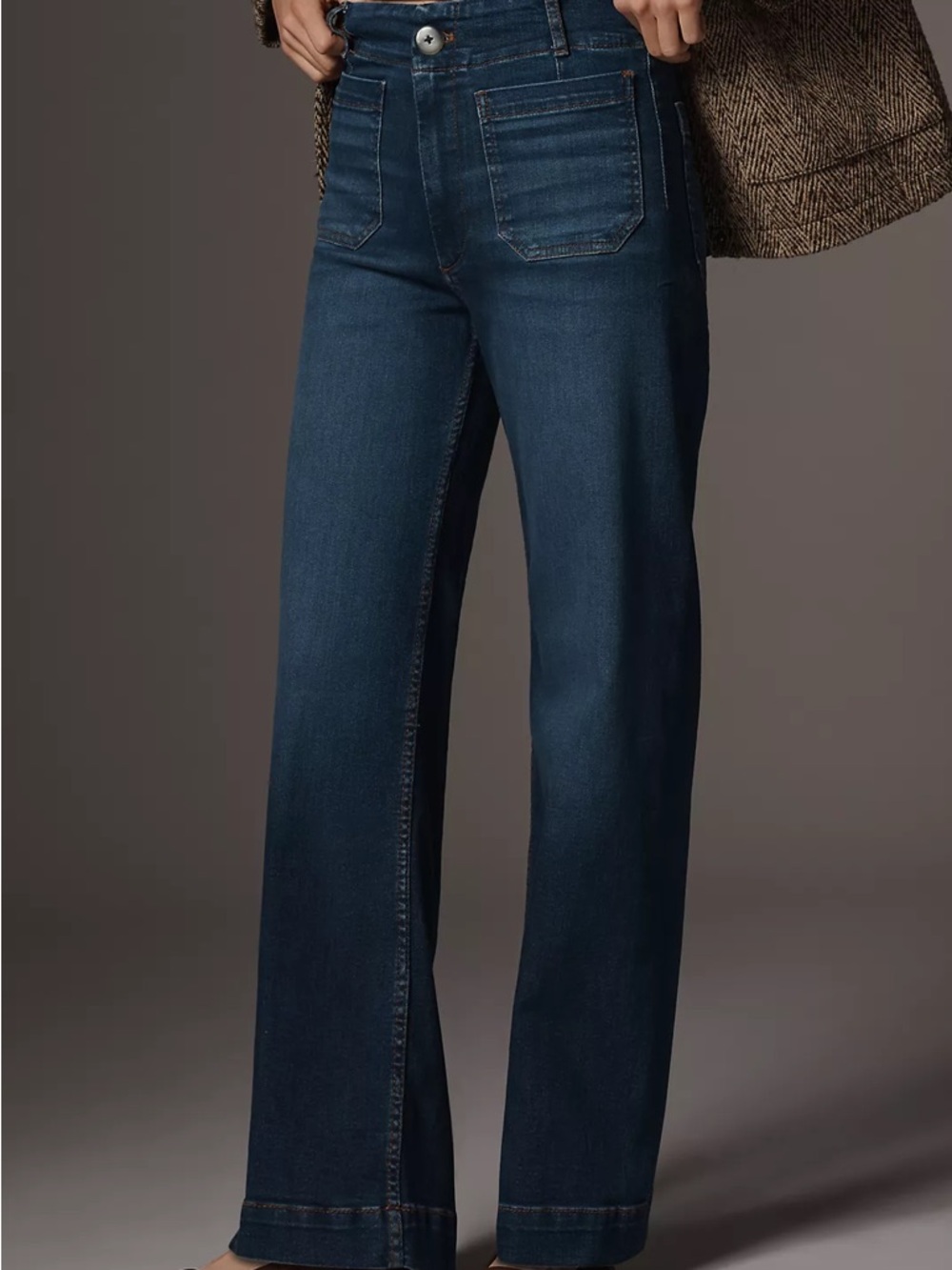 Maeve Wide-Leg Jeans in Dark Blue Denim